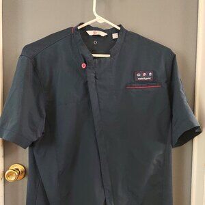 Chick-Fil-A Chef Shirt Unisex XL Blue Short Sleeve Zip Employee Uniform Cook